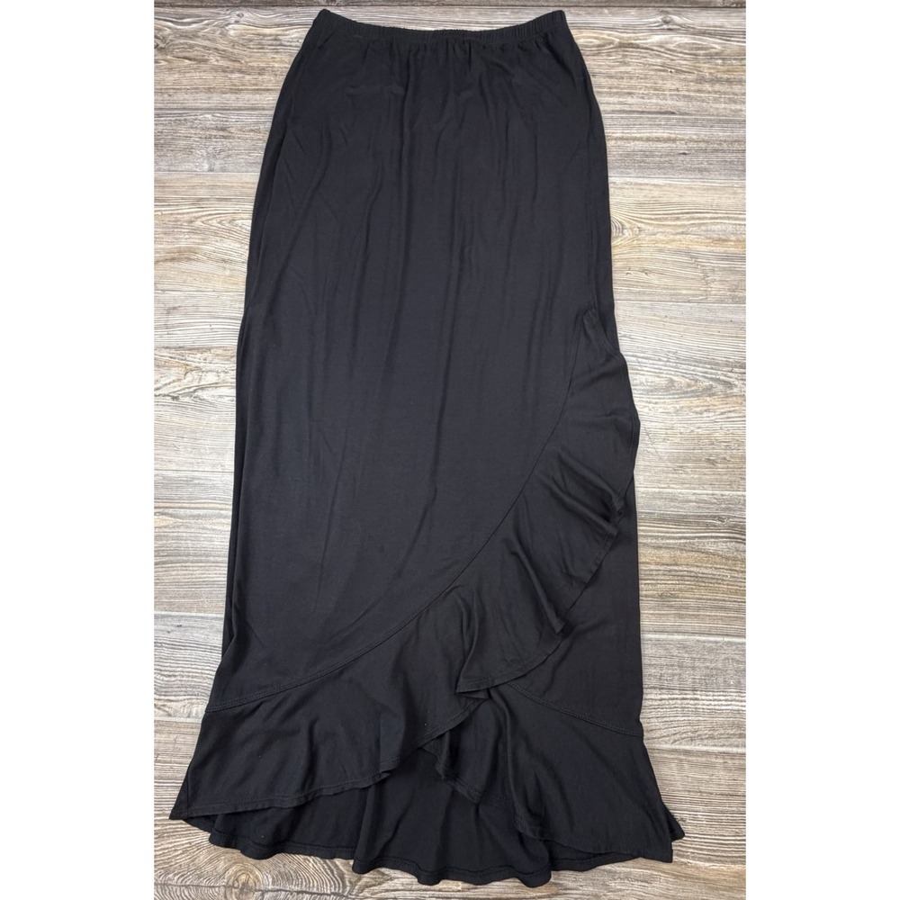 NWT Max Studio Black Maxi‎ Length Ruffled Skirt Careerewear Business Office Chic